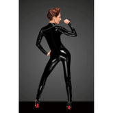 PVC Overall with Long 3-Way Metal Zipper for Fetish Parties Womens Latex